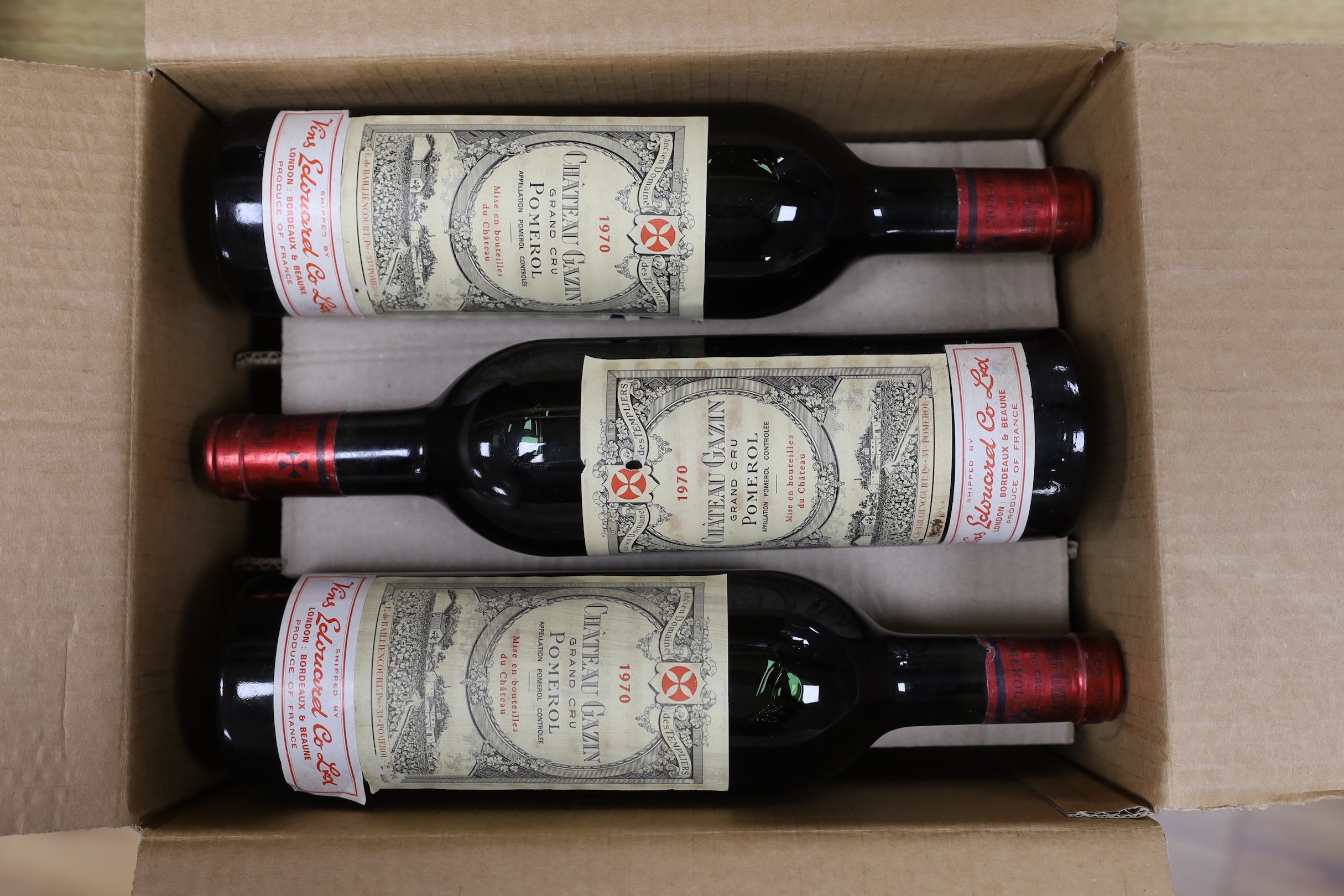 Six bottles of 1970 Chateau Gazin Grand Cru Pomerol