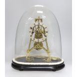 An English fusee skeleton timepiece, R. Donaldson maker on dial, 39cms high