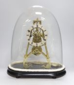 An English fusee skeleton timepiece, R. Donaldson maker on dial, 39cms high