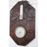 A French carved wood aneroid barometer, 60 x 36cm