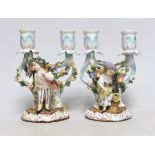 A pair of 19th century French figural two branch candelabra, 17cm high