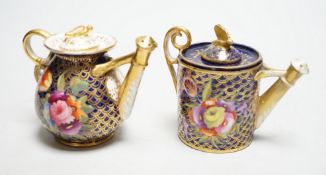 Toy porcelain: Two English rosewater scale ground sprinklers, c.1815-20, possibly Coalport, each