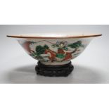 A Chinese famille verte crackle glaze ‘Eight Immortals’ bowl, early 20th century, 29cm diameter,