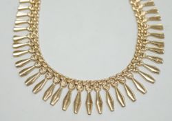 A modern Italian 9ct gold fringe necklace, 40cm, 17.8 grams.