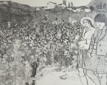 Anthony Gross (1905-1984), drypoint etching, 'Grape pickers', signed in pencil, 91/250, 28 x 35cm