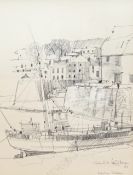 Grenville Cottingham (1943-2007), pencil drawing, 'Padstow Harbour', signed and dated '67, 41 x