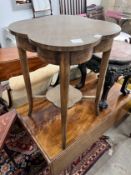 An Edwardian mahogany occasional table, clover-from top, width 55cm, height 70cm *Please note the