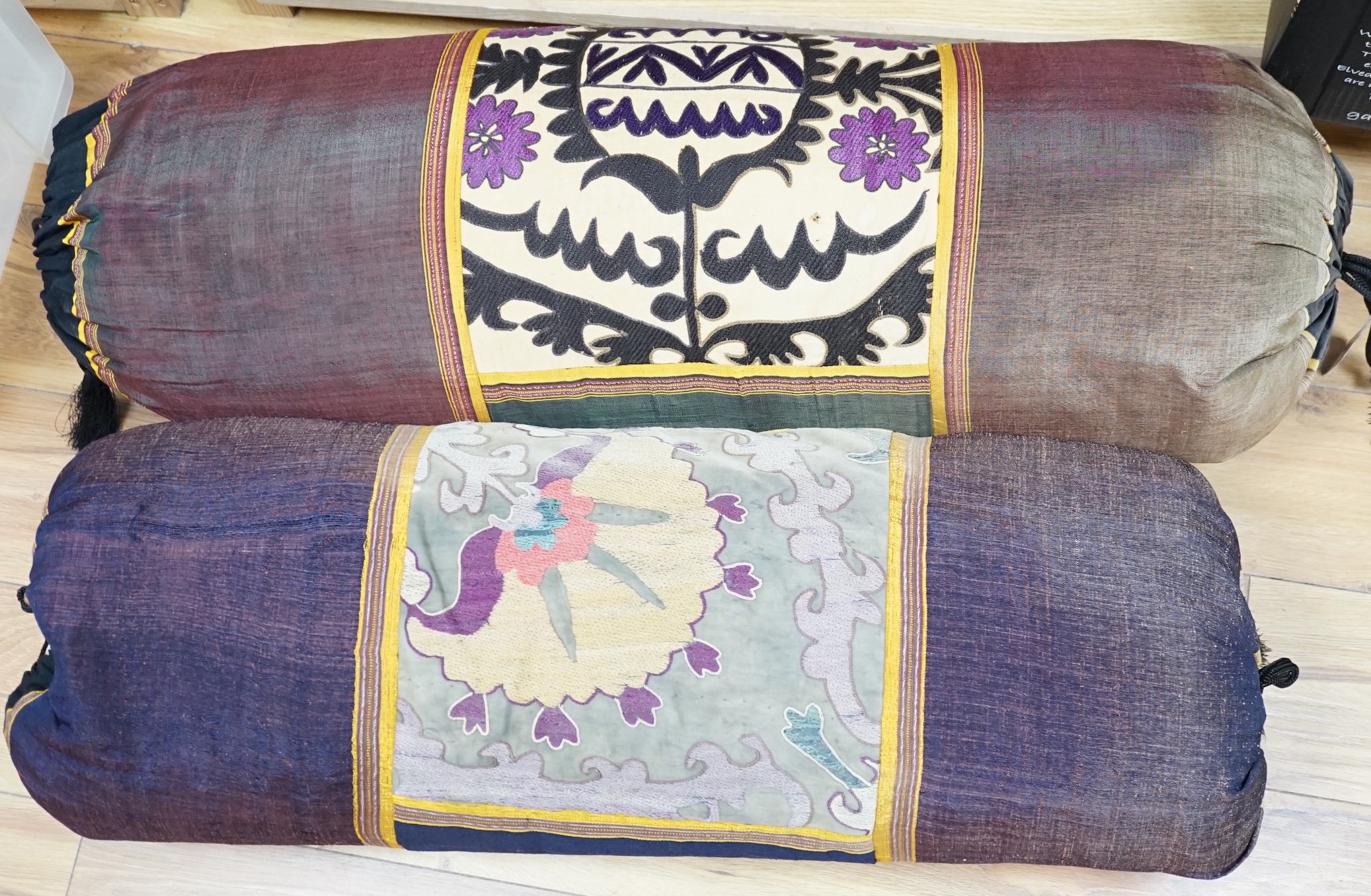 Two Islamic embroidered pillow cases