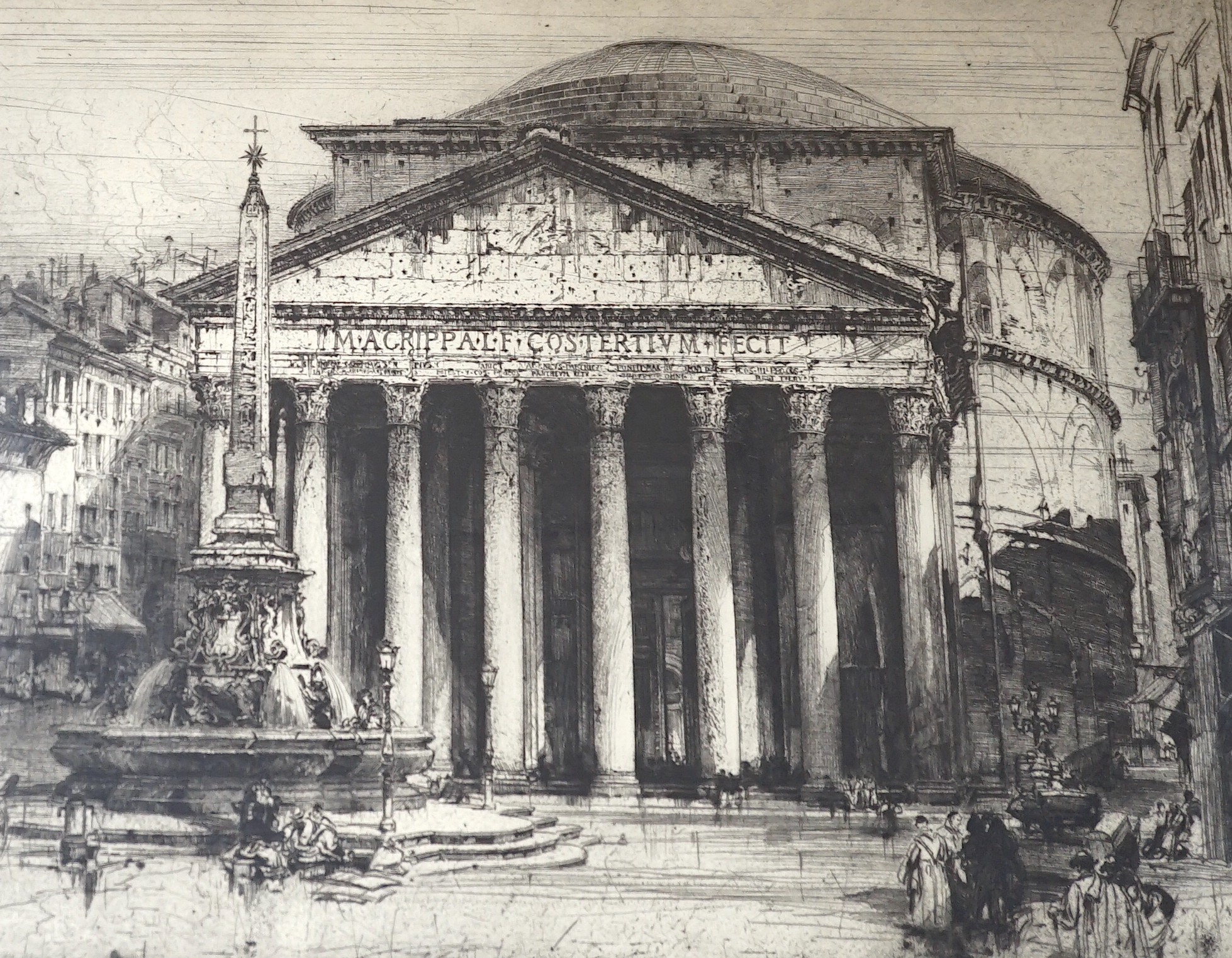 Hedley Fitton (1859-1929), drypoint etching, 'The Pantheon in Rome', signed in pencil, 44 x 55cm