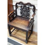 A 19th century Chinese hongmu armchair, width 64cm *Please note the sale commences at 9am.