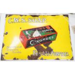 A CWS Soap enamel sign (Congress Soap Co.) 39 x 54cm