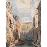 After Samuel Prout, two watercolours, Venetian canal scene and Charles Bridge, Prague, one