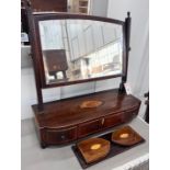 A George III inlaid mahogany toilet mirror, width 55cm, height 57cm together with an Edwardian