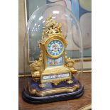 A late 19th century French ormolu and Serves style porcelain mounted mantel clock