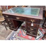 An Edwardian walnut pedestal desk, width 107cm *Please note the sale commences at 9am.