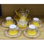 A yellow ground Worcester porcelain tea set