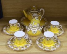 A yellow ground Worcester porcelain tea set