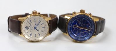 A gentleman's modern gilt metal Vostok Europe Perpetual Calendar wrist watch and a similar Limousine