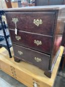 An 18th century style walnut three drawer chest, width 60cm *Please note the sale commences at 9am.