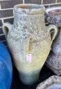 A Greek style earthenware garden urn, height 70cm *Please note the sale commences at 9am.