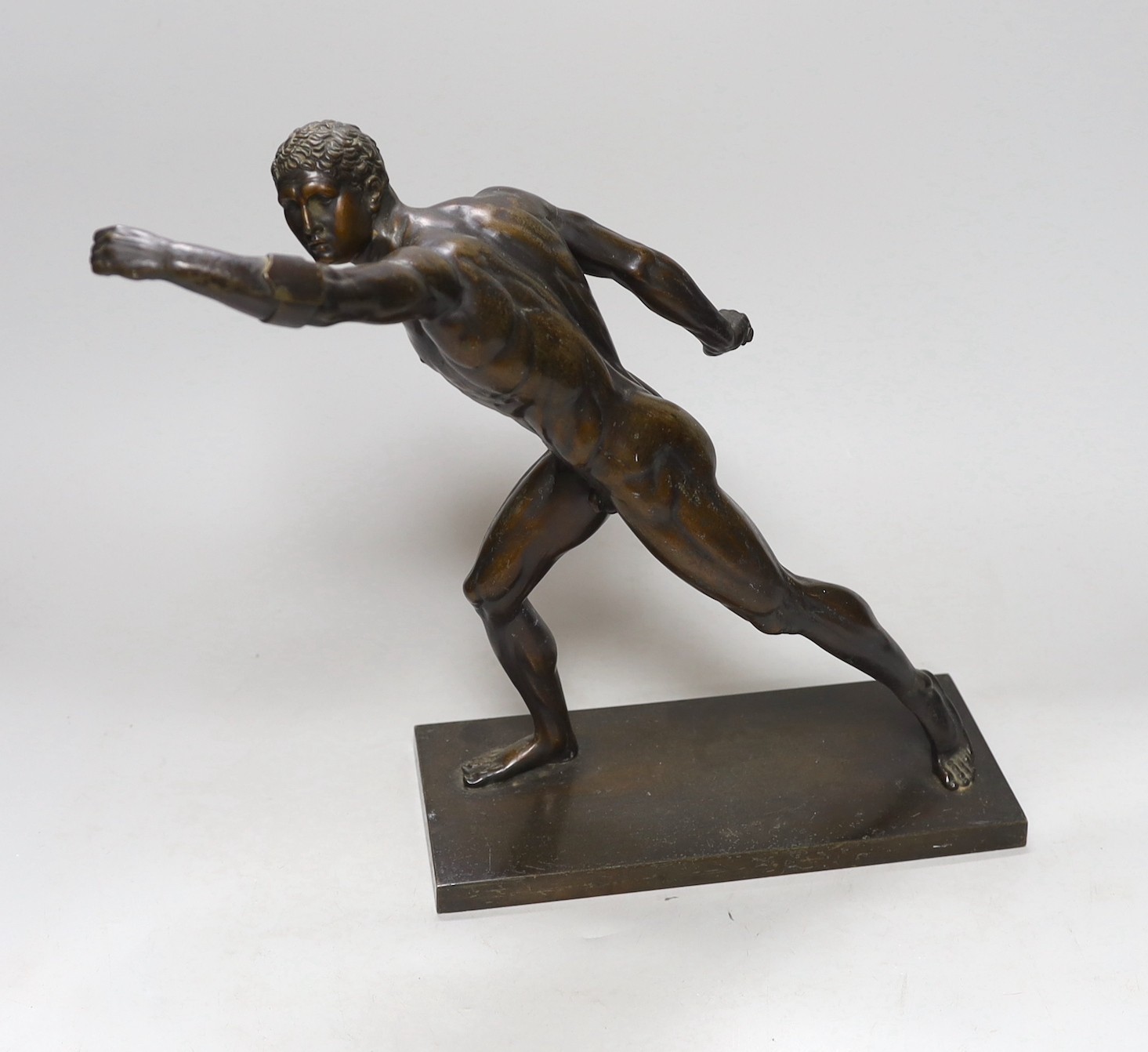 After the Antique, a late 19th/early 20th century bronze figure of an athlete, 32cms high, - Image 2 of 2