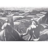 Claire Leighton (1901-1988), woodcut, 'August: Harvesting', 20 x 27cm, unframed