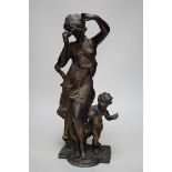 A bronze figure group, 46cm