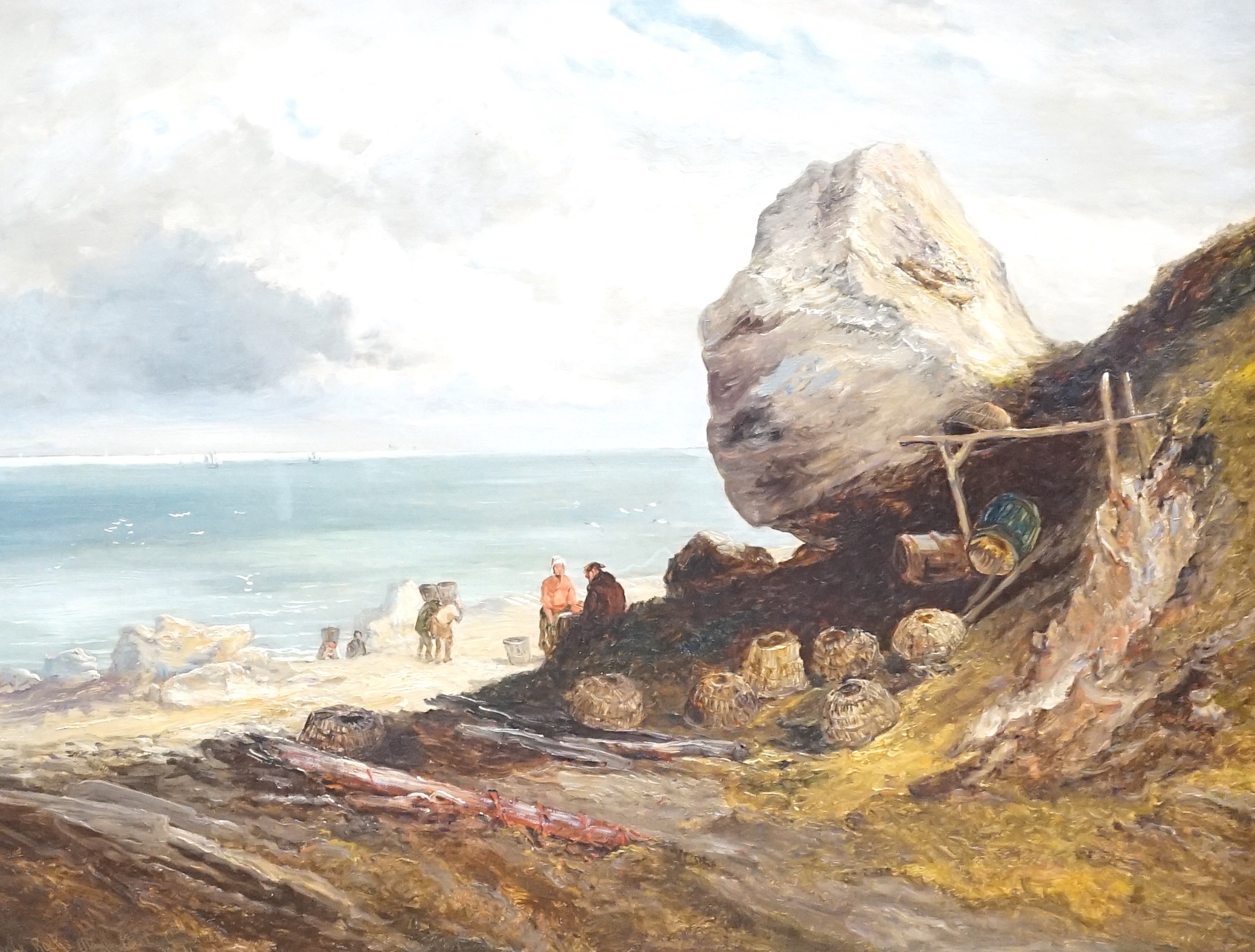 John Holland Snr (1805-1879), oil on canvas, 'Giraffe Rocks, Mayo Point, Guernsey', signed and