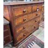 A mahogany chest of drawers, width 130cm, depth 59cm, height 112cm *Please note the sale commences