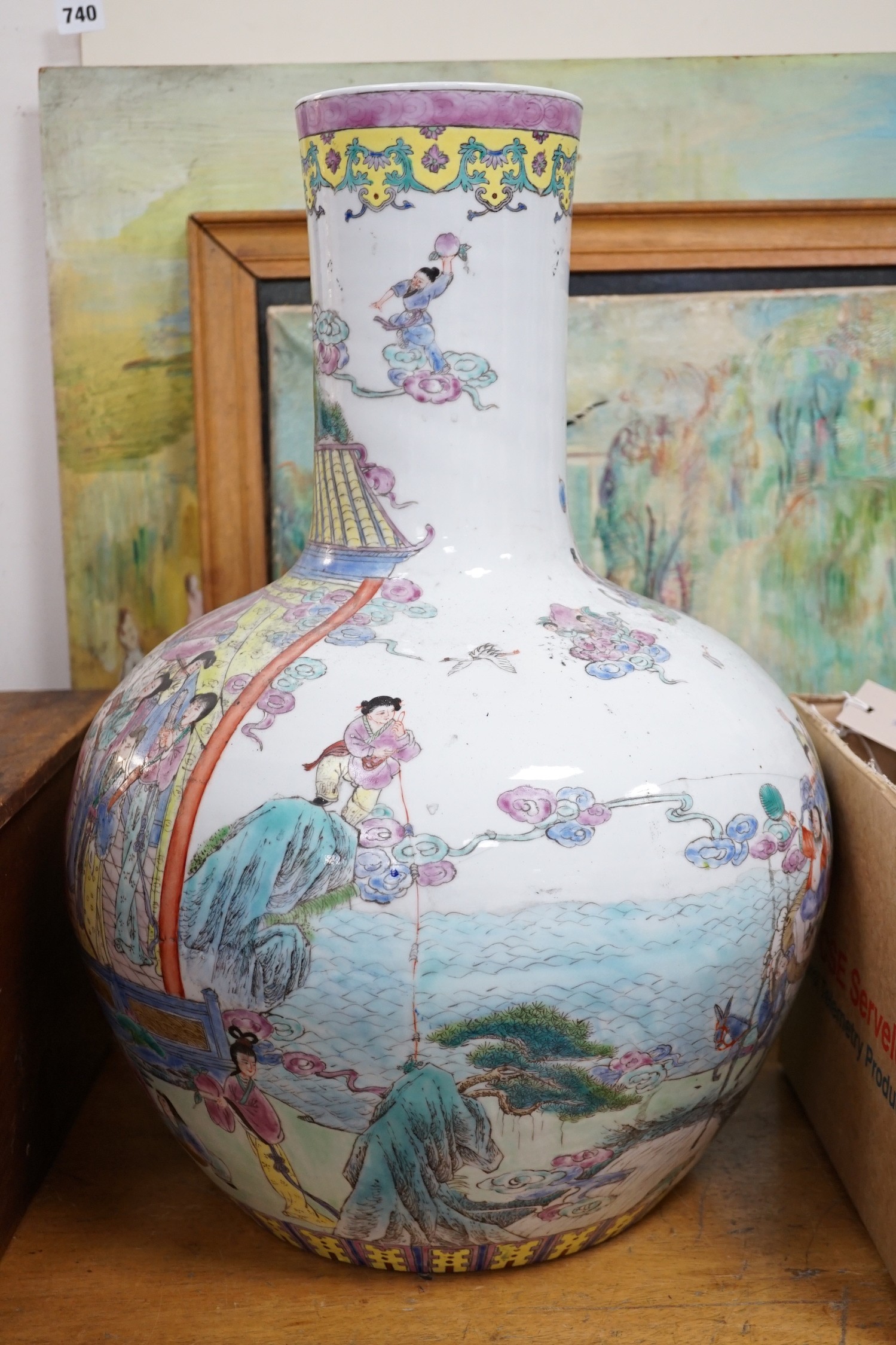 A large 20th century Chinese famille rose bottle vase, 53cm - Image 2 of 2