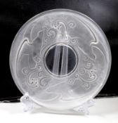 A Val St. Lambert frosted glass dish, 30cms diameter