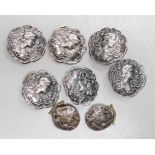 A set of six Edwardian silver buttons, S.M. Levi, Birmingham, 1902, 20mm, two other buttons and a