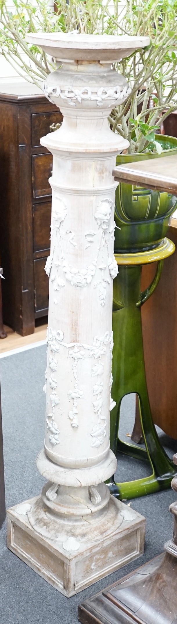 A part painted composition and turned beech pedestal, height 131cm *Please note the sale commences