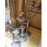 A three light two branch candelabra and mixed plate