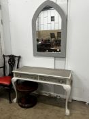 A Chippendale revival later painted two drawer console table, width 127cm, depth 53cm, height 77cm