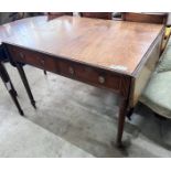 A Regency rosewood banded mahogany sofa table, width 102cm, depth 75cm, height 76cm*Please note