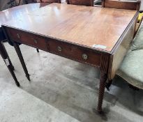 A Regency rosewood banded mahogany sofa table, width 102cm, depth 75cm, height 76cm*Please note