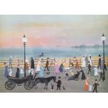 Helen Bradley (1900-1979), limited edition print, 'Evening on the promenade, Blackpool Sands, signed