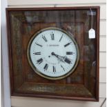 A 19th century French brass inset mahogany wall clock by Detouche of Paris, 57cm, height 57cm *