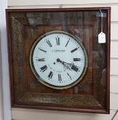 A 19th century French brass inset mahogany wall clock by Detouche of Paris, 57cm, height 57cm *