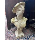 A reconstituted stone bust of a 17th century youth, height 60cm *Please note the sale commences at
