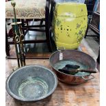 A copper preserve pan and sundry metalware *Please note the sale commences at 9am.