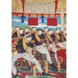 Japanese School, five woodblock prints, Scenes from the Sino-Japanese War, including works by