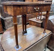 A George III mahogany rectangular folding tea table, width 86cm, depth 42cm, height 73cm *Please