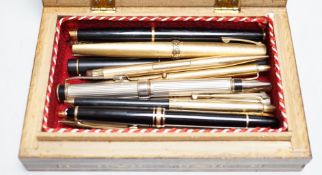 A selection of fifteen various pens and pencils, to include Montblanc and Dunhill