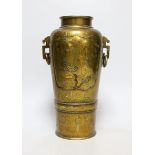 A Japanese bronze and mixed metal vase, later varnished, 24cms high