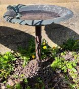 A painted metal bird bath, diameter 50cm, height 80cm *Please note the sale commences at 9am.