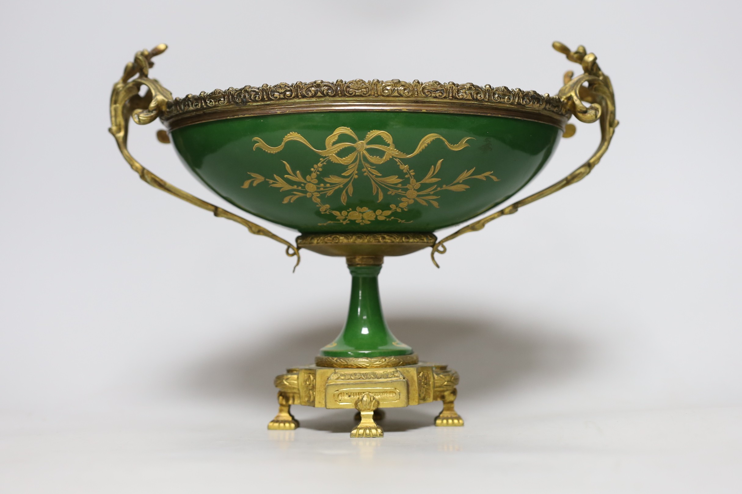 A Sevres-style ormolu mounted centrepiece. 31cm wide - Image 2 of 2