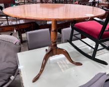 A George III bird's eye maple circular tilt top tripod tea table, diameter 88cm, height 67cm *Please