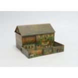 Britains farm series, a Schuco type monkey and a Huntley & Palmers novelty farmhouse biscuit tin,